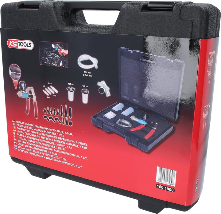 KS Tools 150.1900 KFZ Druck- und Unterdruckpumpen-Satz, 7-tlg., 7pcs