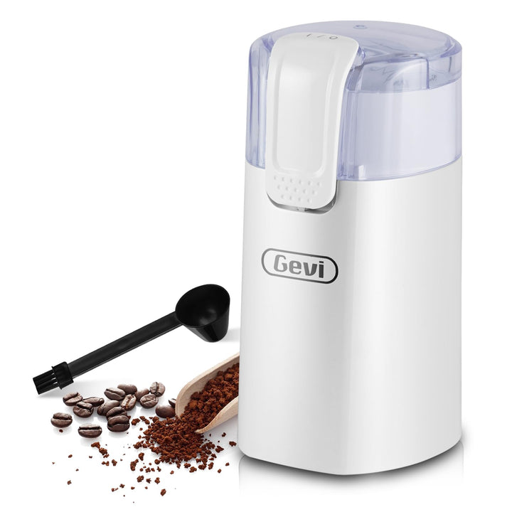 Gevi Kaffeemühle, schnelles Mahlen, einstellbarer Mahlgrad, Bohnenmesser aus Edelstahl, Sicherheitsa