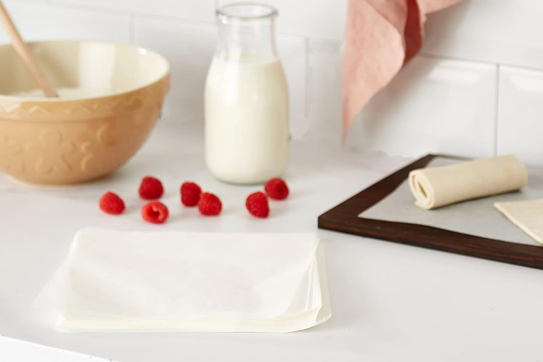 KitchenCraft Silikon-Backpapier, Viereckig, 100 Backpapiere, Backpapier mit Silikonbeschichtung, für