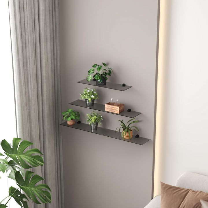 Euro Tische Glasregal Wandregal - Grau, 6mm Sicherheitsglas, Regal aus Glas, Glasablage, Glasboden i