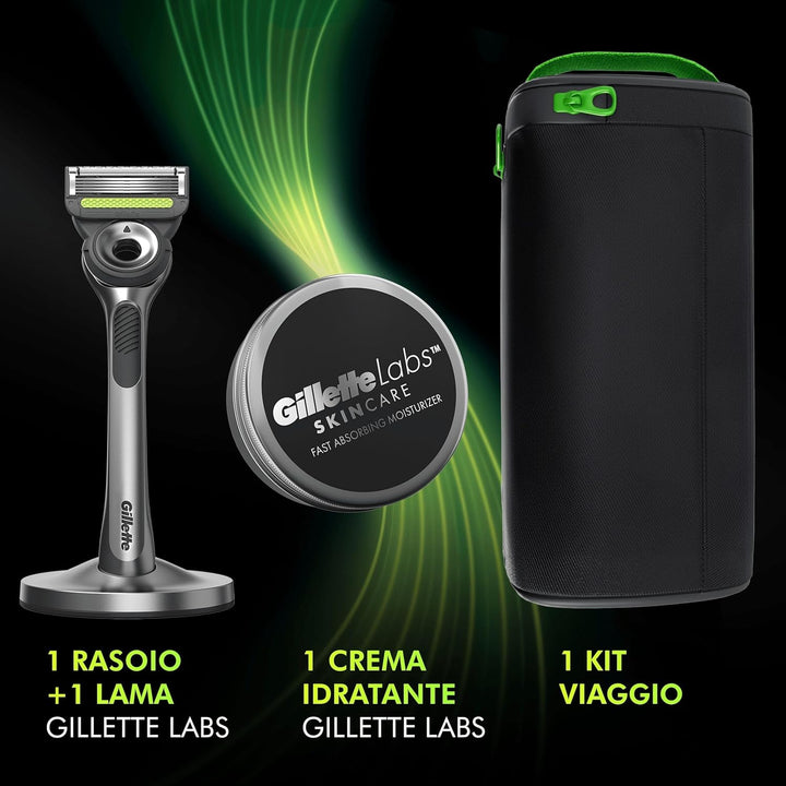 Gillette LABS Herrenrasierer, mit 1 Gillette LABS Klingen mit integriertem Stab, Magnetbasis, Feucht