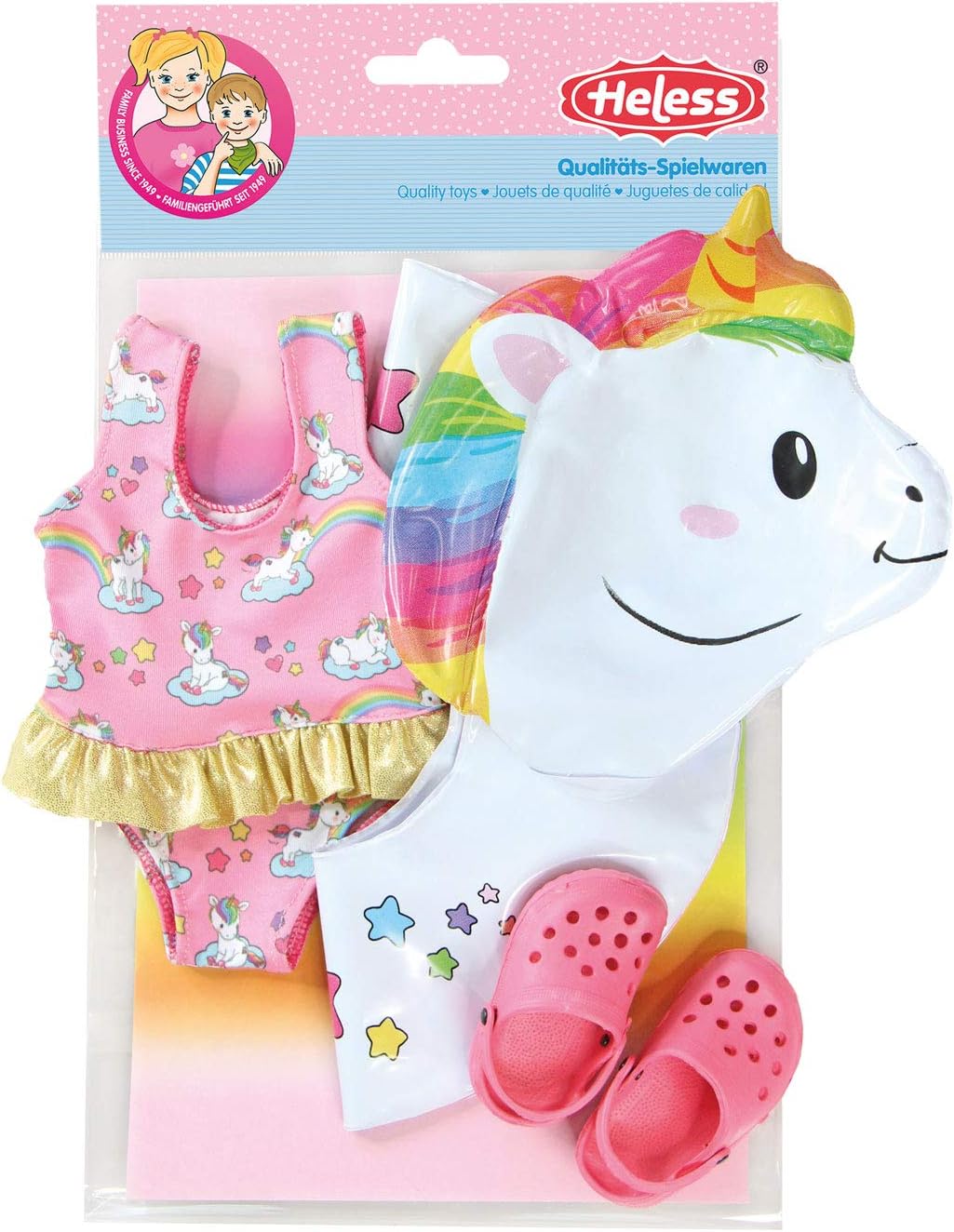 Heless 88 - Schwimmset für Puppen, Badeanzug, ClogsPuppengrösse ca. 35-45 cm & 66 - Schwimmset für P