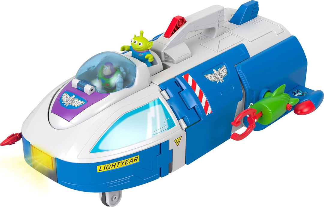 Imaginext Buzz Lightyear Raumschiff mit Figuren | Toy Story Buzz Lightyear Schiff, verwandelt sich m
