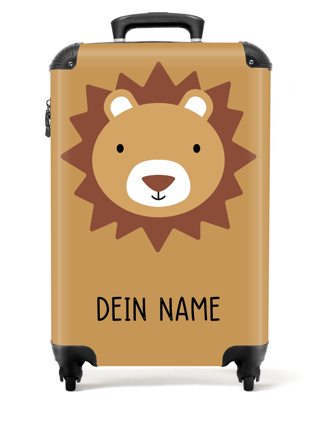 NoBoringSuitcases.com® Kinderkoffer - Koffer Kinder - Hartschalenkoffer Löwe - Koffer Beige - Reisek