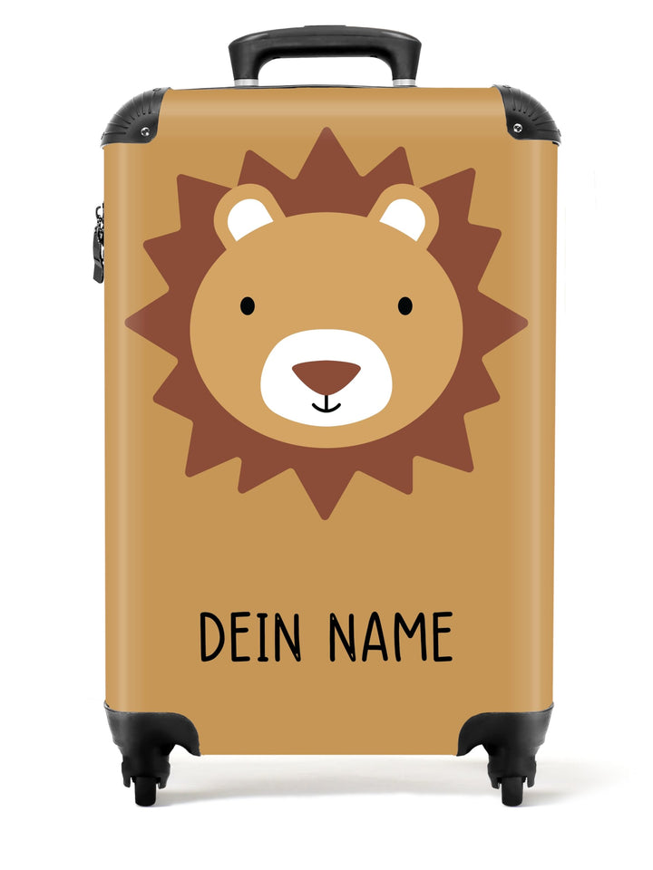 NoBoringSuitcases.com® Kinderkoffer - Koffer Kinder - Hartschalenkoffer Löwe - Koffer Beige - Reisek