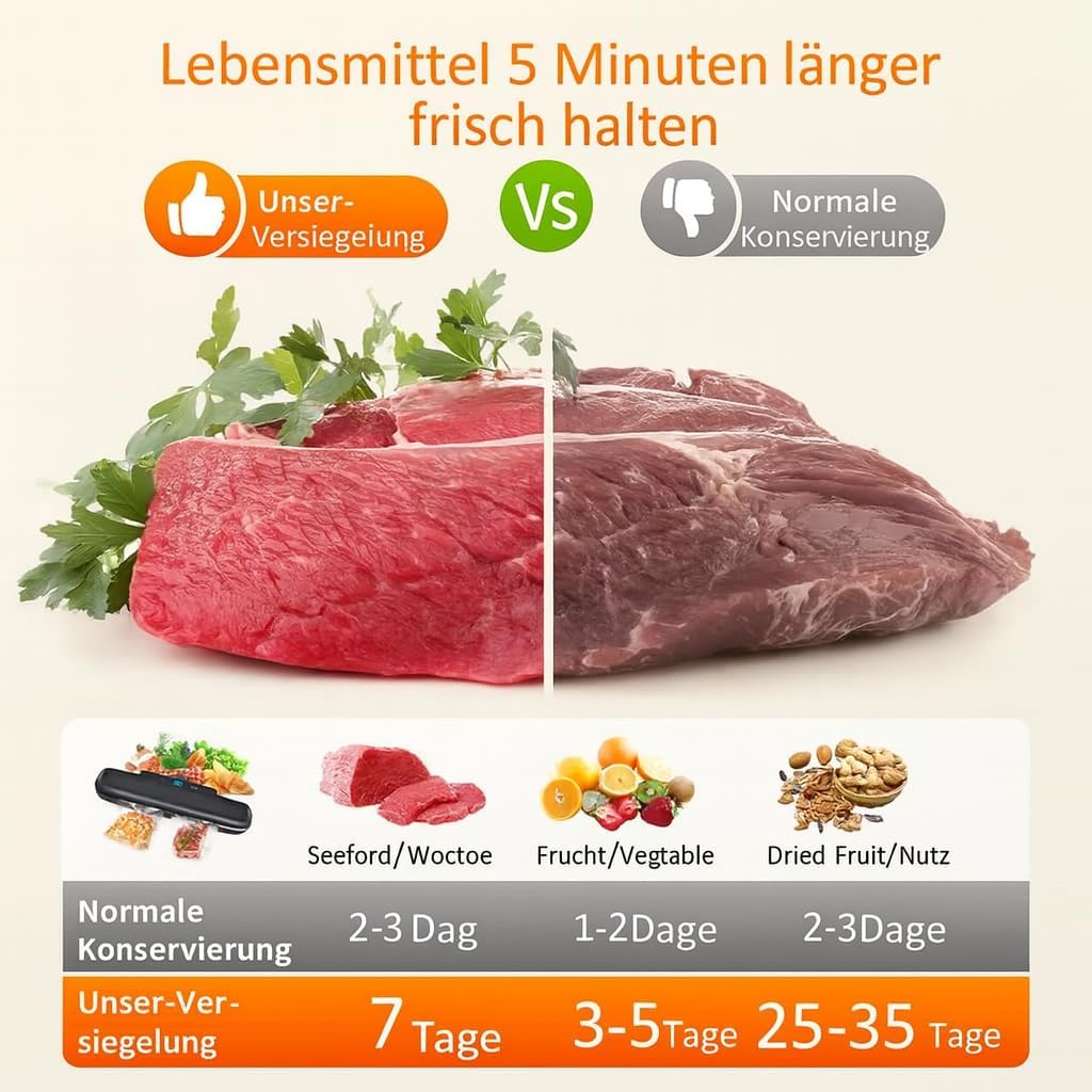 Vakuumierer, Automatischer Lebensmittel-Vakuumiergerät, One-Touch-Vakuumversiegelung für die Konserv