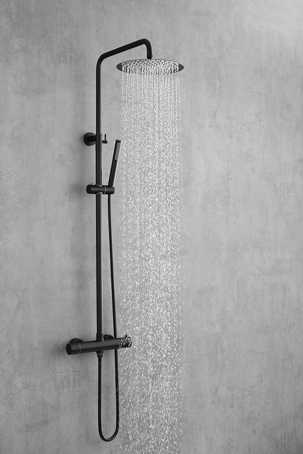 AIYA Bath Design Duschsystem aus Edelstahl | Schwarz | Mit Regenduschkopf und Handbrause | Hochwerti