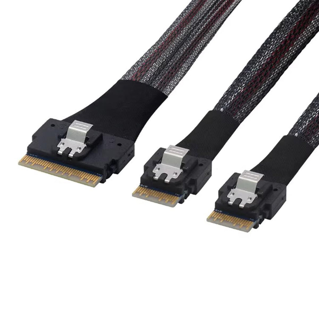 Cablecc PCI-E Ultraport Slimline SAS Slim 4.0 SFF-8654 8i 74pin to Dual SFF-8654 4i 38pin cable 40cm
