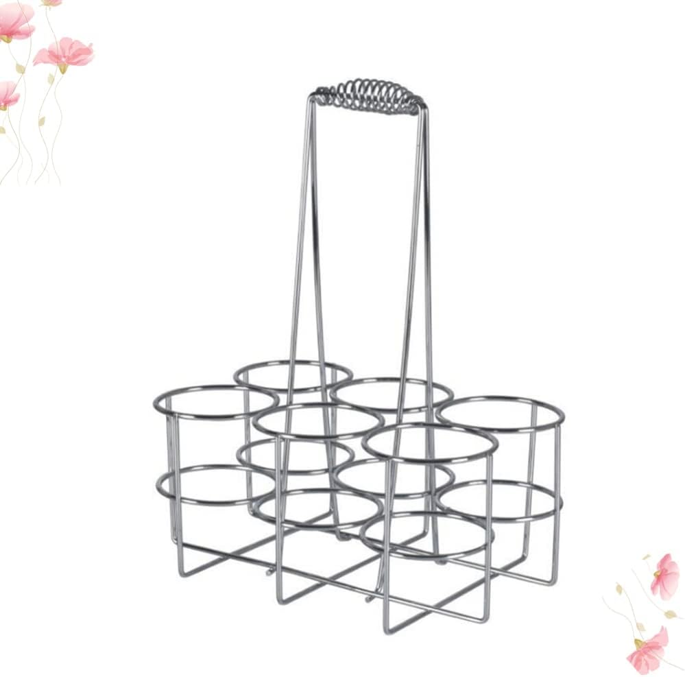 HEMOTON Metall Flaschenträger Mit Griff 6 Fächer Bierträger Für Flaschenkorb 9X9X6 Zoll Robuster Get