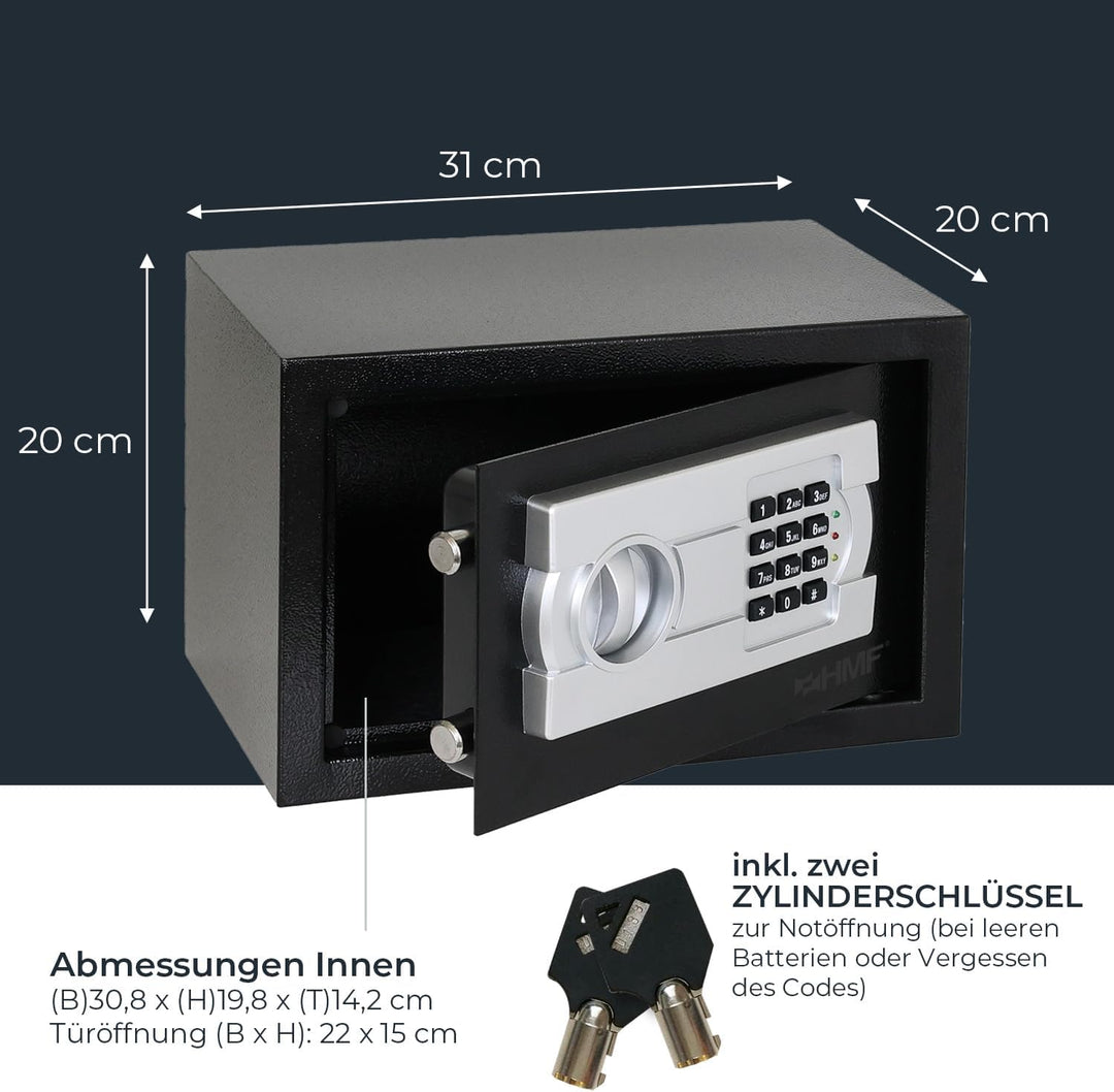 HMF Safe Tresor für Zuhause, Hotel oder Büro, Möbeltresor mit Zahlenschloss für DIN A5 Dokumente | 3