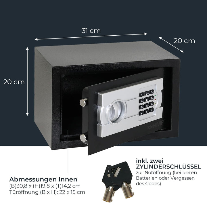 HMF Safe Tresor für Zuhause, Hotel oder Büro, Möbeltresor mit Zahlenschloss für DIN A5 Dokumente | 3