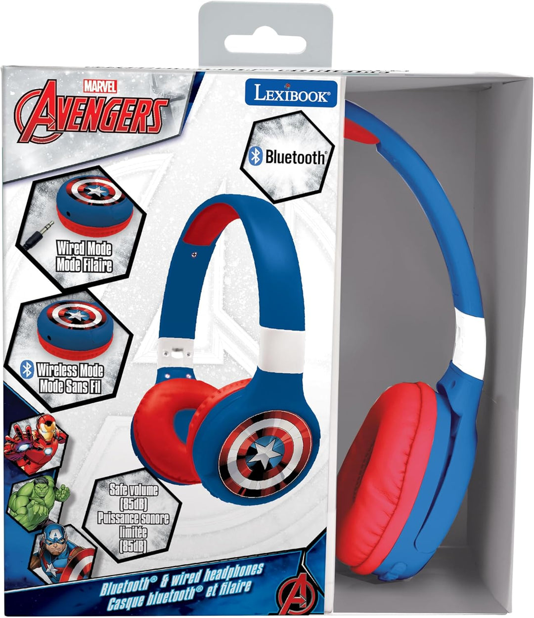 Lexibook Avengers Marvel 2-in-1-Bluetooth-Kopfhörer für Kinder - Stereo Wireless Wired, Kindersicher