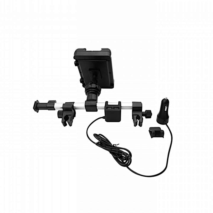 Macally HRMOUNTPRO4UAC, Kopfstützen Autohalterung mit USB Ladegerät für alle iPad & Tablet PCs bis 2