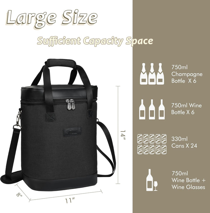 Kato Tirrinia Kühltasche Klein- Flaschenträger für Wein & Bier, gepolsterte weinkühltasche mit isoli