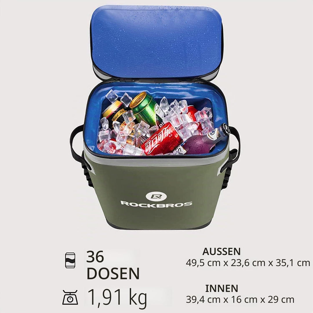 ROCKBROS Kühltasche Wasserdicht Kühler 17L Picknicktasche Isolierte Kühlbox Lunchtasche für Outdoor,
