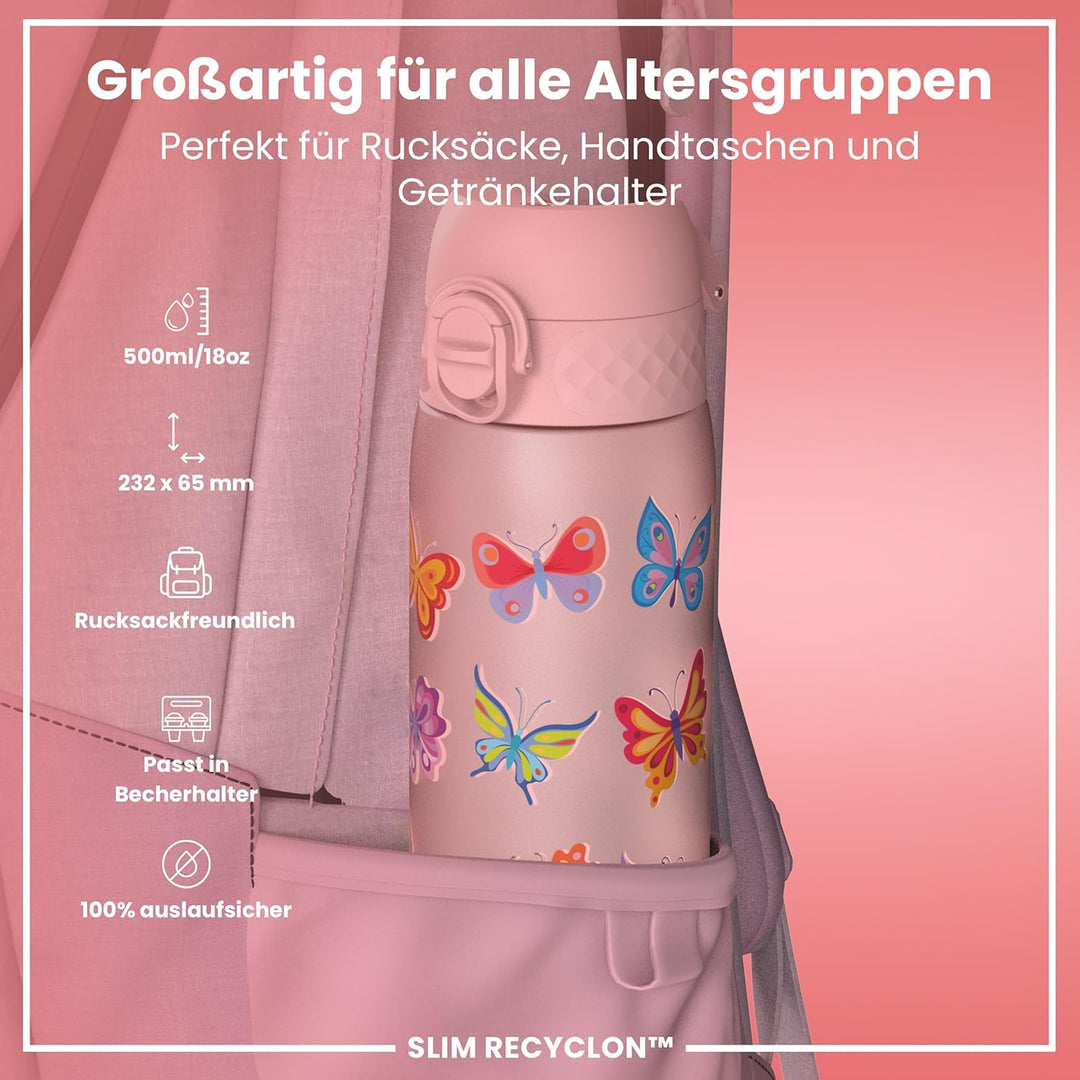 Ion8 Kinder Trinkflasche, Auslaufsicher, Einhandöffnung, Sichere Verriegelung, Spülmaschinenfest, BP