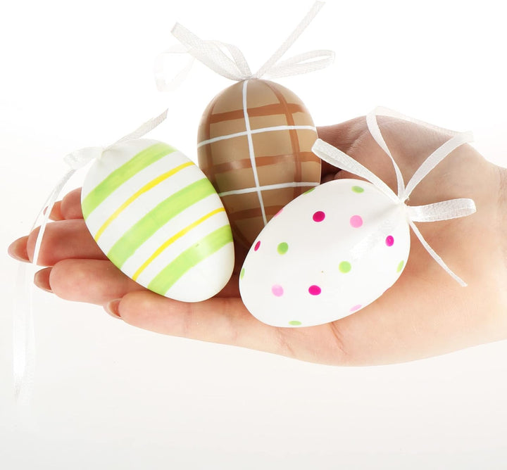 com-four® 108x handbemalte Ostereier zum Aufhängen 6 cm - pastellfarbene Osterdeko mit tollen Muster