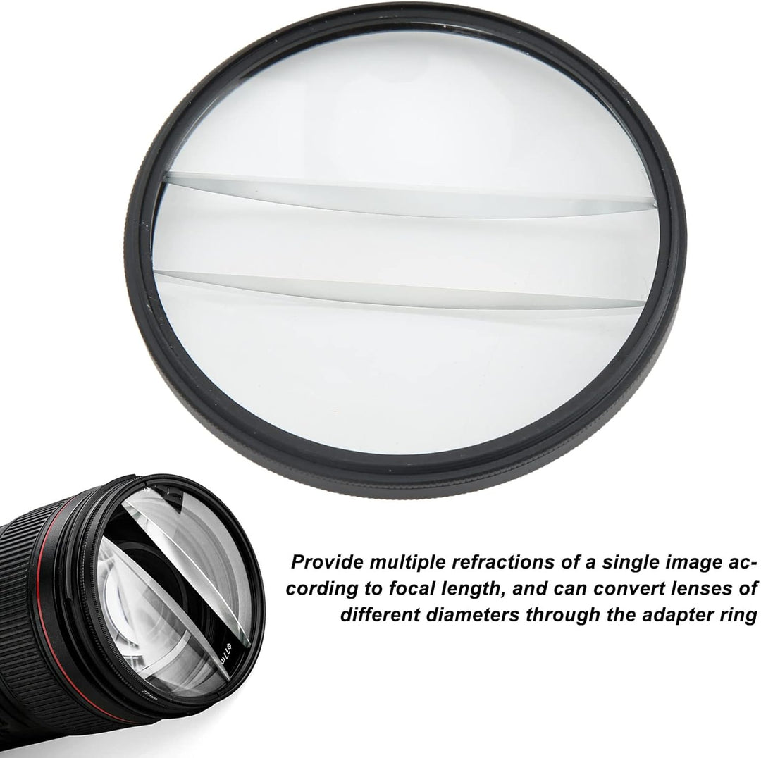 Kamera Spezialeffekt Filter Doppel Halbmondglas Split Diopter Kaleidoskop Prisma Objektiv 77mm Mount