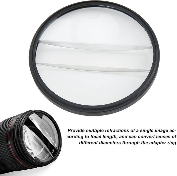Kamera Spezialeffekt Filter Doppel Halbmondglas Split Diopter Kaleidoskop Prisma Objektiv 77mm Mount