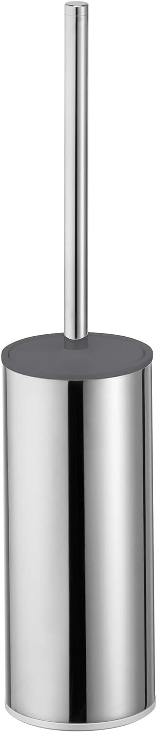 KEUCO Toilettenbürsten-Garnitur aus Metall Chrom und Kunststoff grau, WC-Bürste mit Halterung und De