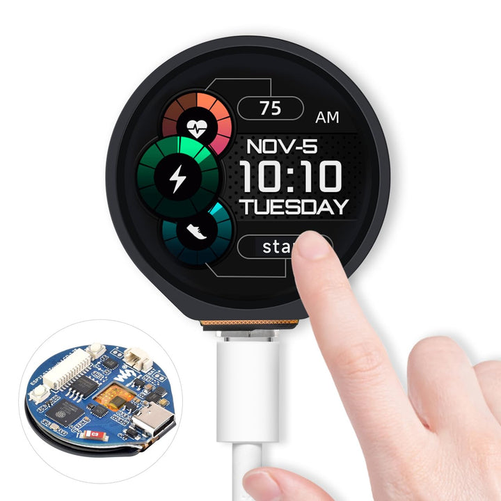 Waveshare ESP32-S3 Development Board, with 1.28inch Round Touch LCD, Compact Size, Accelerometer and