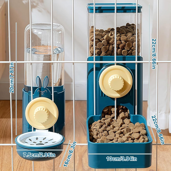 Futterspender und Wasserspender: 2 Stück Automatischer Futter und Wasserspender für Haustiere, Set z