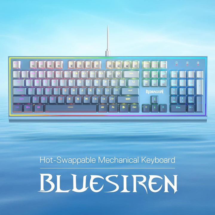 Redragon K654 RGB-Gaming-Tastatur, 104 Tasten Kabelgebundene Mechanische Tastatur mit Gewichtetem Al