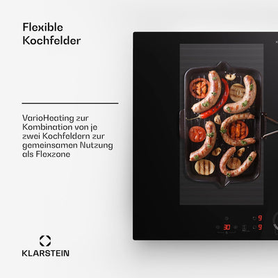Klarstein Induktionskochfeld, Glaskeramik Kochfeld, 7000W Induktionskochfeld mit 4 Platten, Einbau-I
