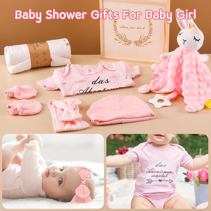 Baby Mädchen Geschenk, Neugeborenen Geschenk, Rodelna Baby Geschenk Set, 7-in-1 Set: einschliesslich