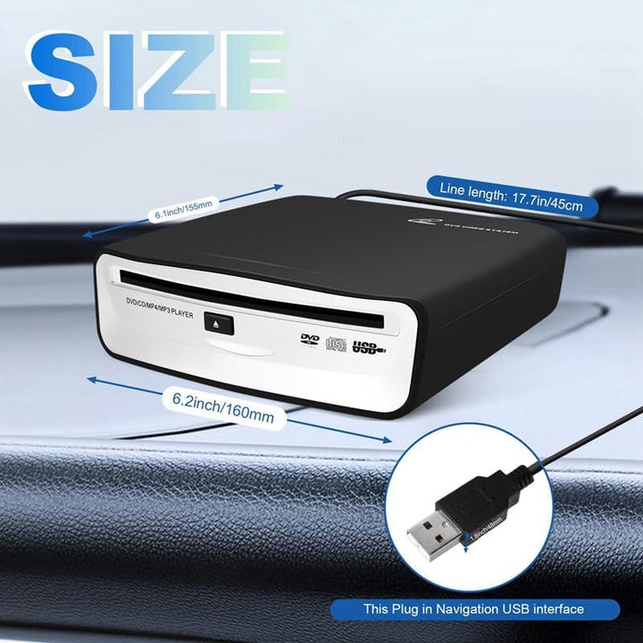 Tragbarer CD-Player fürs Auto, USB-Anschluss Kompatibel mit Laptop, Fernseher, Computer