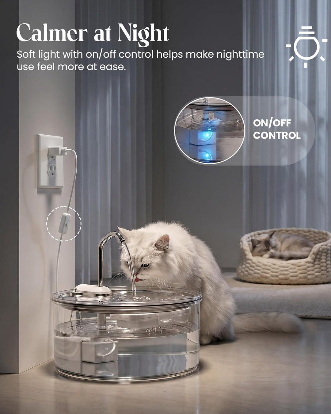 Tomxcute Trinkbrunnen für Katze - 108oz/3,2 L Katzenbrunnen aus Glas mit Wasserhahn-Design, Ultra le