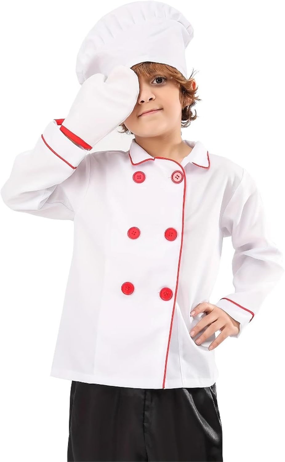 Kinderkoch-Rollenspiel für Karriere Verkleidungsoutfit mit Schürze Kochmütze Topflappen für kreative