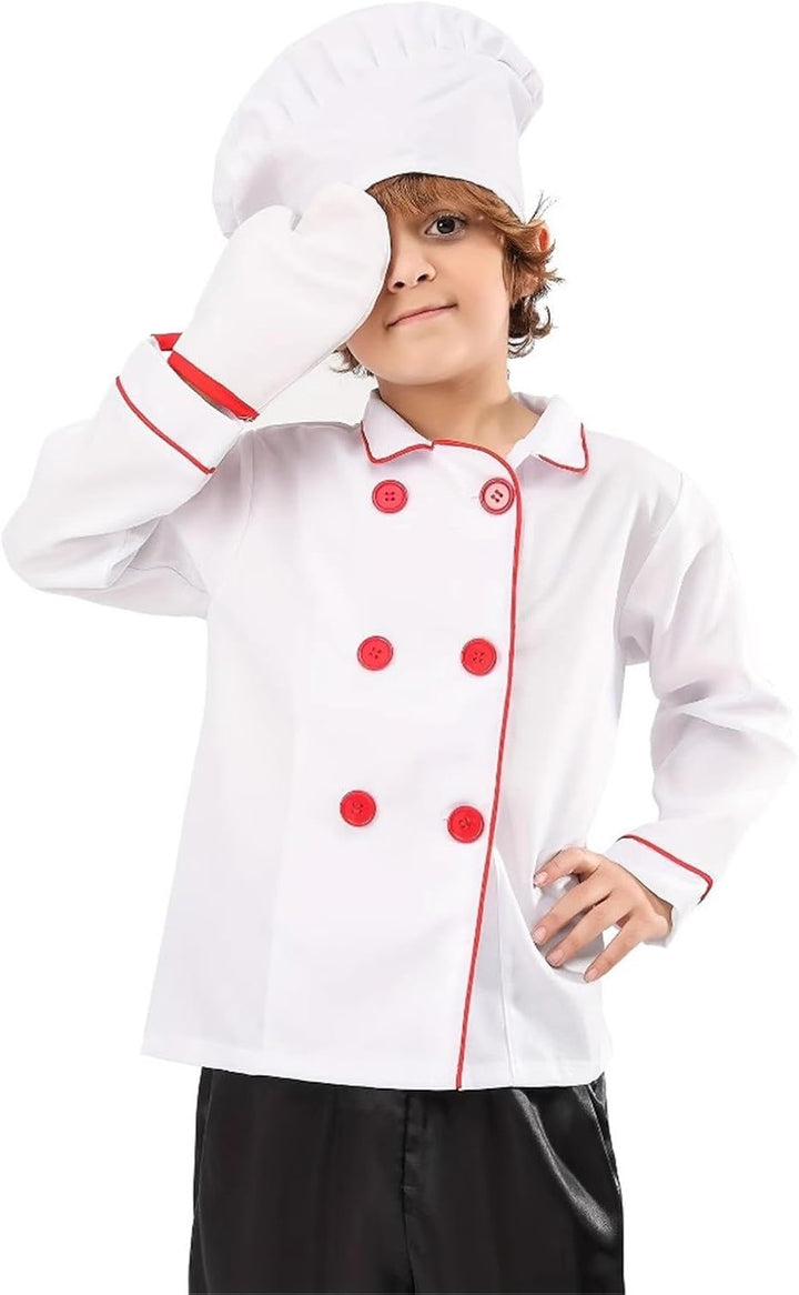 Kinderkoch-Rollenspiel für Karriere Verkleidungsoutfit mit Schürze Kochmütze Topflappen für kreative
