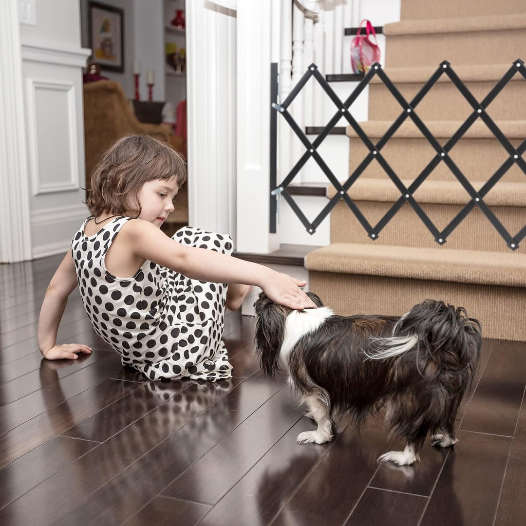 Relaxdays Hundeabsperrgitter ausziehbar bis 96 cm, 48,5-60 cm hoch, Bambus, Hunde Schutzgitter für T