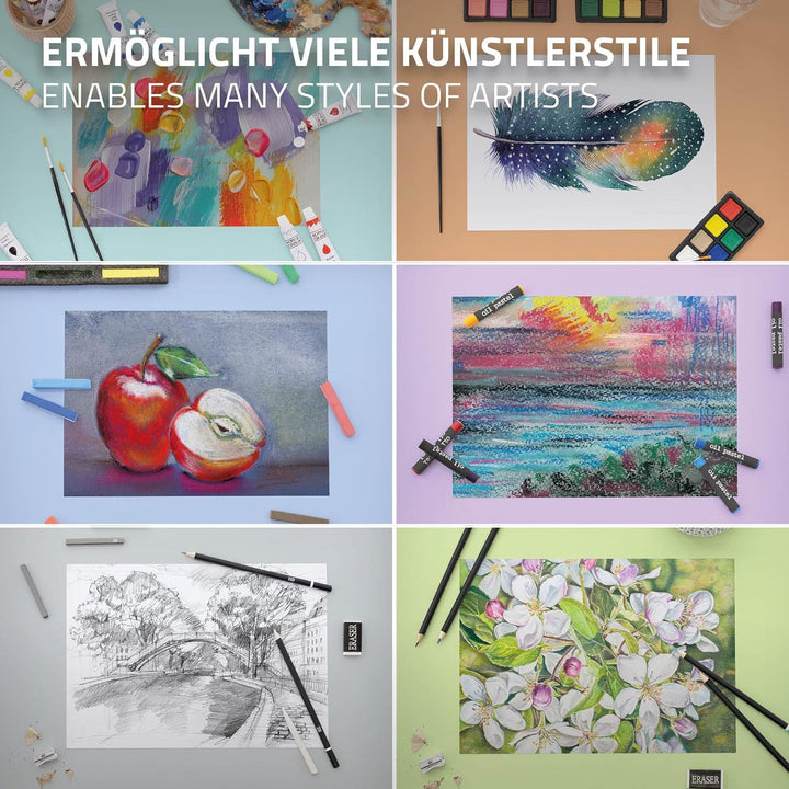 ECD Germany Zeichenset Malset 112 teilig, zum Zeichnen und Malen, Malkoffer aus Holz, für Kinder/Erw