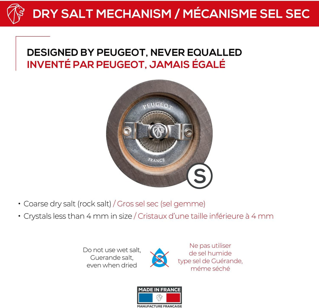 Peugeot Paris Moulin à sel manuel, Réglage mouture classique, Couleur : Naturel, Taille : 18 cm, Mat