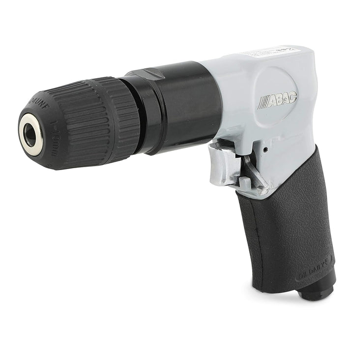 ABAC Druckluft Bohrmaschine G-190 - Kunststoffkoffer mit Zubehör (Bohrer + Schraubendreherbits + Pla