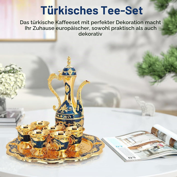 Türkisches Teeset, Tee-Set Tee Oder Kaffee, Vintage Türkisches Kaffeekannen-Set, Türkisches Tee-Set