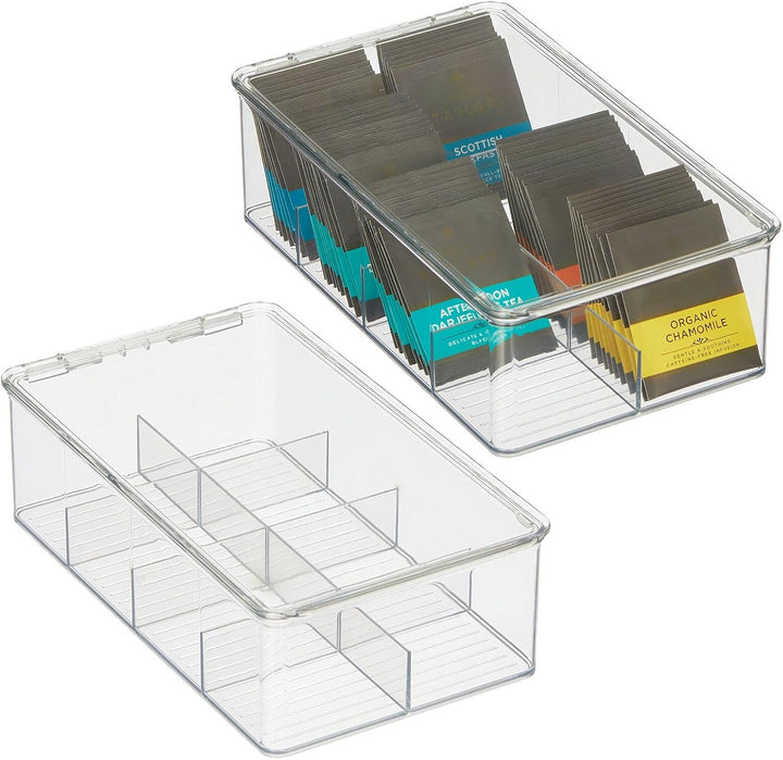 mDesign Küchen Organizer – praktische Teebox mit Deckel für Küche und Speisekammer – Aufbewahrungsbo