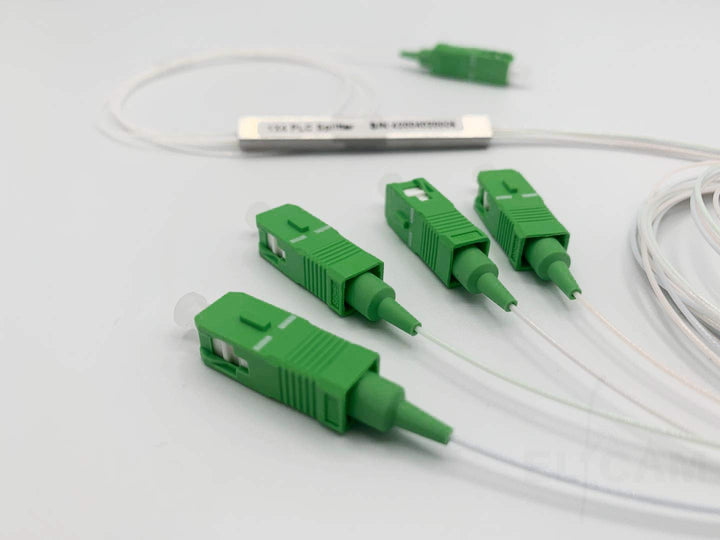 Elfcam - Optischer Splitter Glasfaser-PLC-Splitter (Fasersplitter) SC/APC Simplex Singlemode 0,9 mm,
