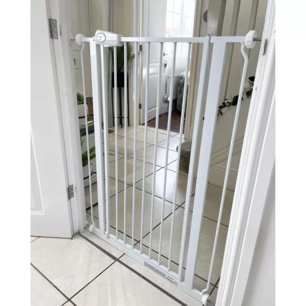 Safetots Extrahohes schmaler Metall-Sicherheitsgitter, Druckmontage, 68.5cm - 75cm, Weiss, 104cm Höh