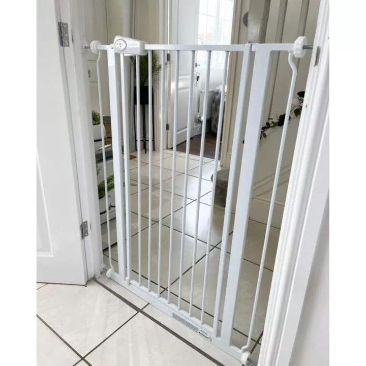 Safetots Extrahohes schmaler Metall-Sicherheitsgitter, Druckmontage, 68.5cm - 75cm, Weiss, 104cm Höh