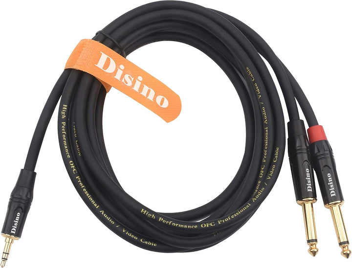 Disino TISINO 3,5 mm Mini-Stereo-Klinkenstecker auf Dual 6,35 mm TS Mono-Stecker, Y-Splitter-Kabel,