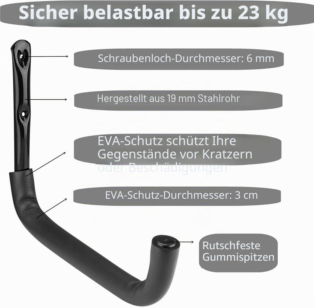 Heavdace 6 Stück Kajak-Aufbewahrungsregale, 39,4 cm, robuste Garagen-Aufbewahrung, SUP-Haken, Wandha