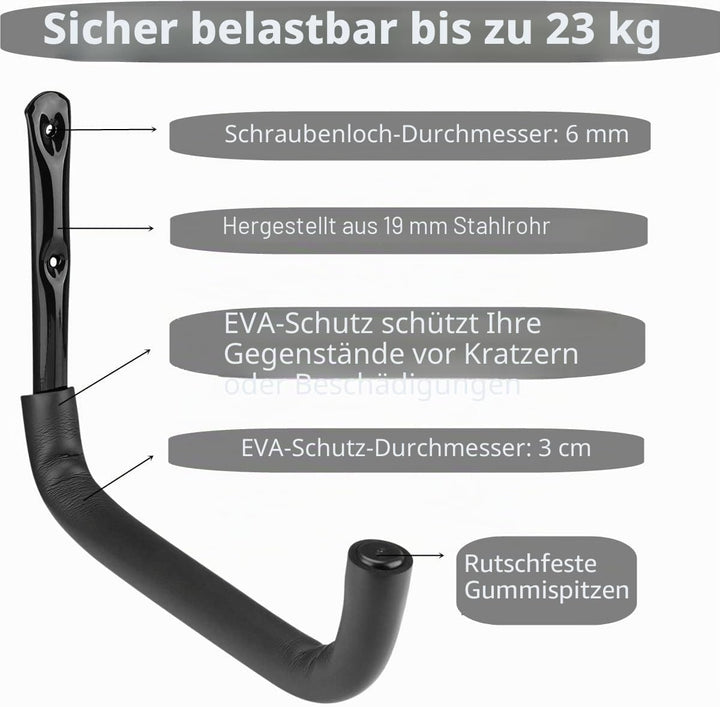 Heavdace 6 Stück Kajak-Aufbewahrungsregale, 39,4 cm, robuste Garagen-Aufbewahrung, SUP-Haken, Wandha
