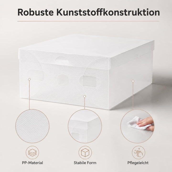 20 Stück Transparent Schuhbox Organizer Stapelbar Schuhaufbewahrung Klappbar Schuhboxen Kunststoff S