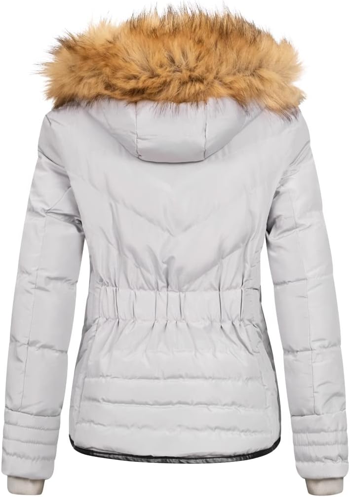 Elara Damen Steppjacke Winter Tailliert Chunkyrayan M Grau, M Grau