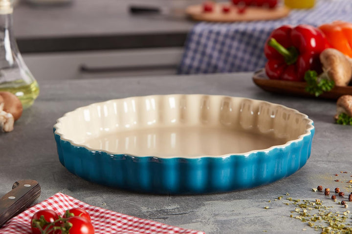 Le Creuset Tarteform aus Steinzeug, 28 cm, 2.1 Liter, Deep Teal, 71120286420001 Deep Teal 28 cm, Dee