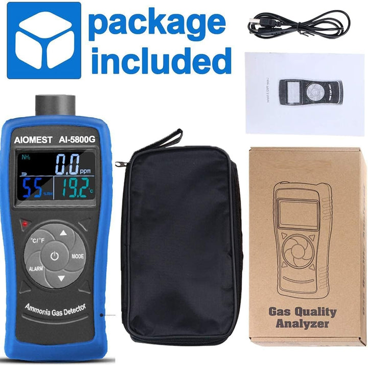 AIOMEST Gasmelder, AI-5800G Ammoniak-Gas-Detektor, 0~100PPM NH3 Iuftqualität Messgerät für Gasmelder