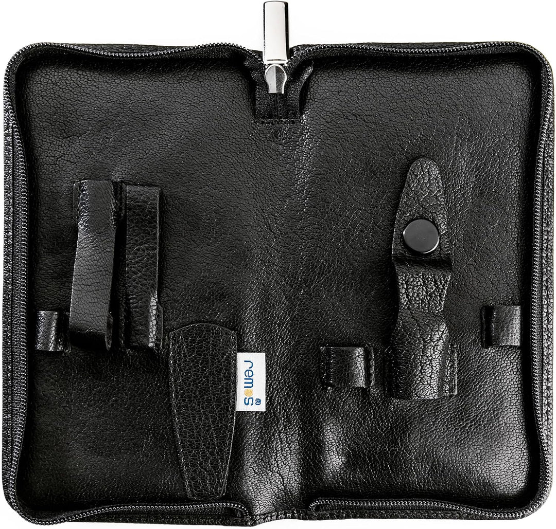 REMOS Nageletui leer aus echtem Leder zum Bestücken mit 7 Instrumenten - schwarz, Schwarz